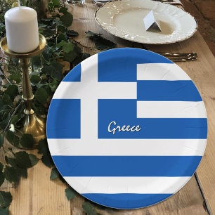 Assiettes En Carton Plaques drapeau grec, fête, sports, Grèce