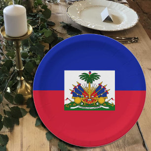 Assiettes En Carton Plaques Drapeau haïtien, fête, sports, Haïti