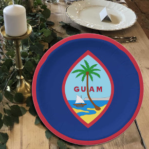 Assiettes En Carton Plaques du drapeau guaméen, fête, sport, Guam