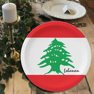 Assiettes En Carton Plaques du drapeau libanais, fête, sports, Liban