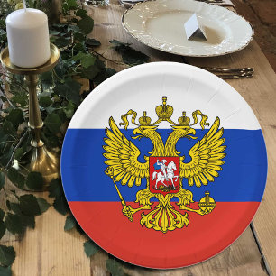 Assiettes En Carton Plaques du drapeau russe, fête, sports / Russie