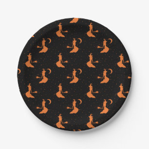 Assiettes En Carton Plaques éffrayantes en papier sorcier noir et oran