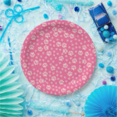 Assiettes En Carton Plaques Empreintes de pattes roses chaudes (Fête)