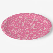 Assiettes En Carton Plaques Empreintes de pattes roses chaudes (Angle)
