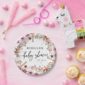 Assiettes En Carton Plaques en Baby shower Fleur sauvage Boho rose (Fête)