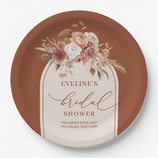 Assiettes En Carton Plaques en cuivre chic Pampas en laiton Boho nupti (Devant)