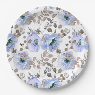 Assiettes En Carton Plaques en papier à aquarelle bleu chic
