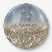 Assiettes En Carton Plaques en papier à billes d'or Parties scintillan (Devant)