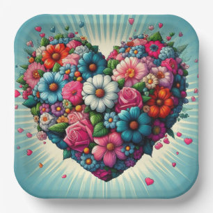 Assiettes En Carton Plaques en papier à coeur de fleurs !