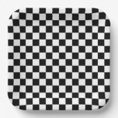 Assiettes En Carton Plaques en papier À damiers noir (Recto)