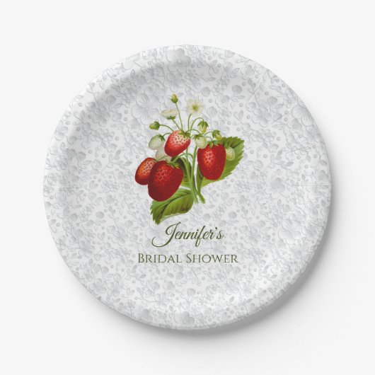 Assiettes En Carton Plaques en papier à dentelle personnalisée fraise (Devant)