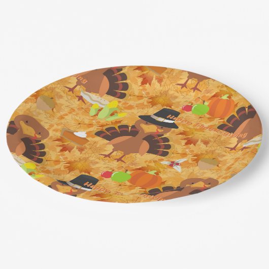 Assiettes En Carton Plaques en papier à dinde bon thanksgiving (Angle)