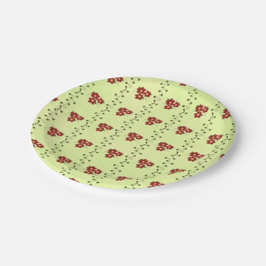 Assiettes En Carton Plaques en papier à rayures florales (Angle)