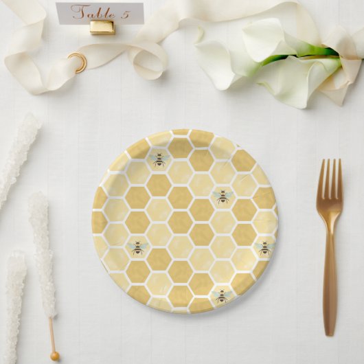 Assiettes En Carton Plaques en papier abeille Baby shower (Mariage)