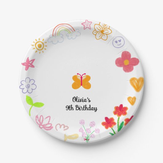 Assiettes En Carton Plaques en papier Anniversaire de enfant jaune et  (Devant)