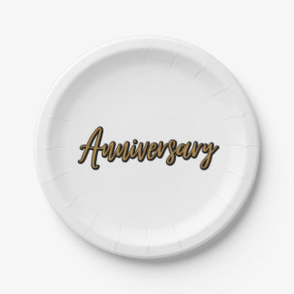 Assiettes En Carton Plaques en papier Anniversaire d'or