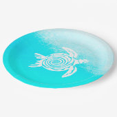 Assiettes En Carton Plaques en papier Aqua Blue Sea Turtle (Angle)