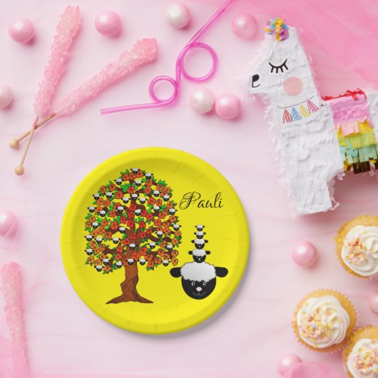 Assiettes En Carton Plaques en papier, Arbre à mouton Jaune (Fête)