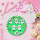 Assiettes En Carton Plaques en papier, arbres à moutons vert floral (Fête)
