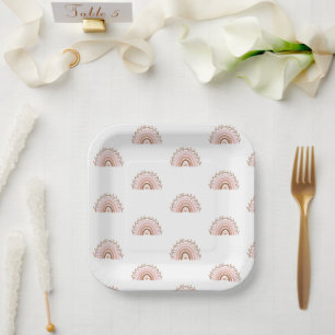 Assiettes En Carton Plaques en papier arc-en-ciel Boho, Plaques en ter