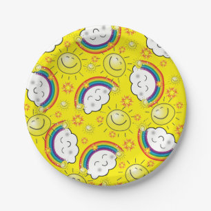 Assiettes En Carton Plaques en papier, Arc-en-ciel Jaune Nuages Solair