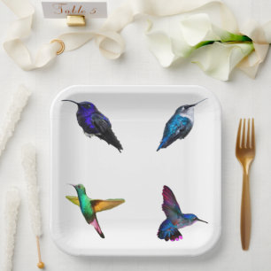 Assiettes En Carton Plaques en papier Arrière - plan de Hummingbirds
