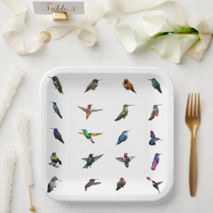 Assiettes En Carton Plaques en papier Arrière - plan de Hummingbirds