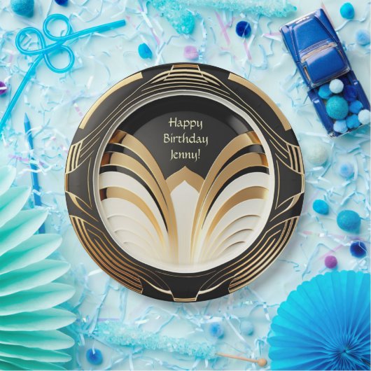 Assiettes En Carton Plaques en papier Art déco élégantes - Personnalis (Fête)