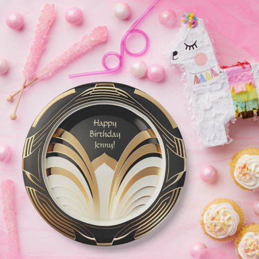 Assiettes En Carton Plaques en papier Art déco élégantes - Personnalis (Fête)