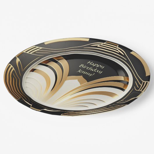 Assiettes En Carton Plaques en papier Art déco élégantes - Personnalis (Angle)