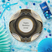 Assiettes En Carton Plaques en papier Art déco noir et or Personnalisé (Fête)