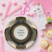 Assiettes En Carton Plaques en papier Art déco noir et or Personnalisé (Fête)