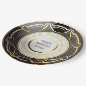 Assiettes En Carton Plaques en papier Art déco noir et or Personnalisé (Angle)