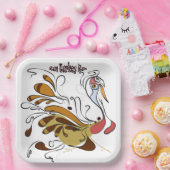 Assiettes En Carton Plaques en papier avec un drôle de design de dinde (Fête)
