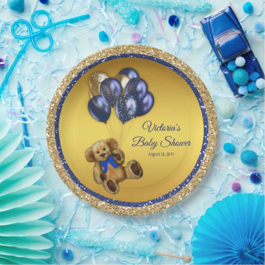 Assiettes En Carton Plaques en papier Baby shower à ballons en peluche (Fête)