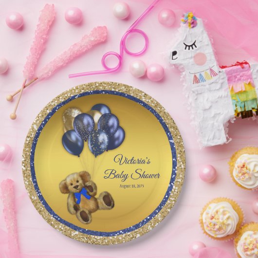 Assiettes En Carton Plaques en papier Baby shower à ballons en peluche (Fête)