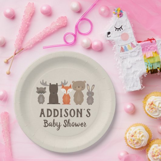 Assiettes En Carton Plaques en papier Baby shower à thème bois (Fête)