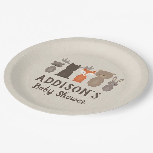 Assiettes En Carton Plaques en papier Baby shower à thème bois (Angle)