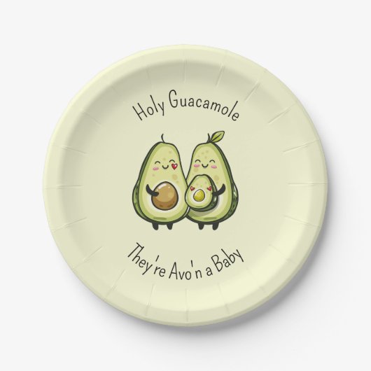Assiettes En Carton Plaques en papier Baby shower Avocado (Devant)