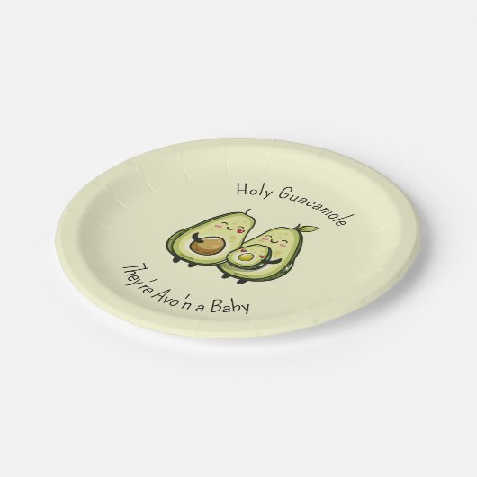 Assiettes En Carton Plaques en papier Baby shower Avocado (Angle)