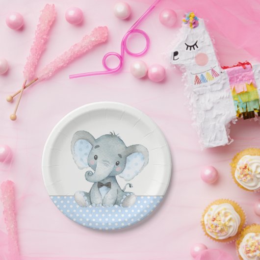 Assiettes En Carton Plaques en papier Baby shower bébé éléphant (Fête)