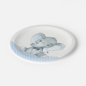 Assiettes En Carton Plaques en papier Baby shower bébé éléphant (Angle)