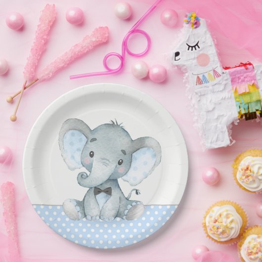 Assiettes En Carton Plaques en papier Baby shower bébé éléphant (Fête)