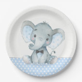 Assiettes En Carton Plaques en papier Baby shower bébé éléphant (Devant)
