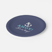 Assiettes En Carton Plaques en papier Baby shower bleu marine (Angle)