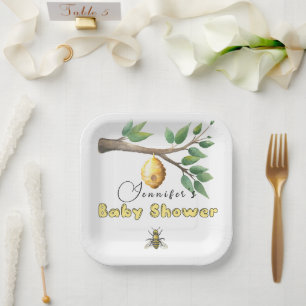 Assiettes En Carton Plaques en papier Baby shower d'abeilles miel