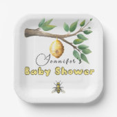 Assiettes En Carton Plaques en papier Baby shower d'abeilles miel (Recto)