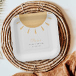 Assiettes En Carton Plaques en papier Baby shower de couleur jaune Boh<br><div class="desc">L'article en vedette est une "Plaque de papier Baby shower Sunshine Boho". Cette assiette en forme de carré présente un design moderne et élégant,  parfait pour un baby shower à thème bohème.</div>
