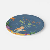 Assiettes En Carton Plaques en papier Baby shower de sirène bleu (Angle)