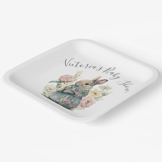 Assiettes En Carton Plaques en papier Baby shower lapin lapin (Angulaire)